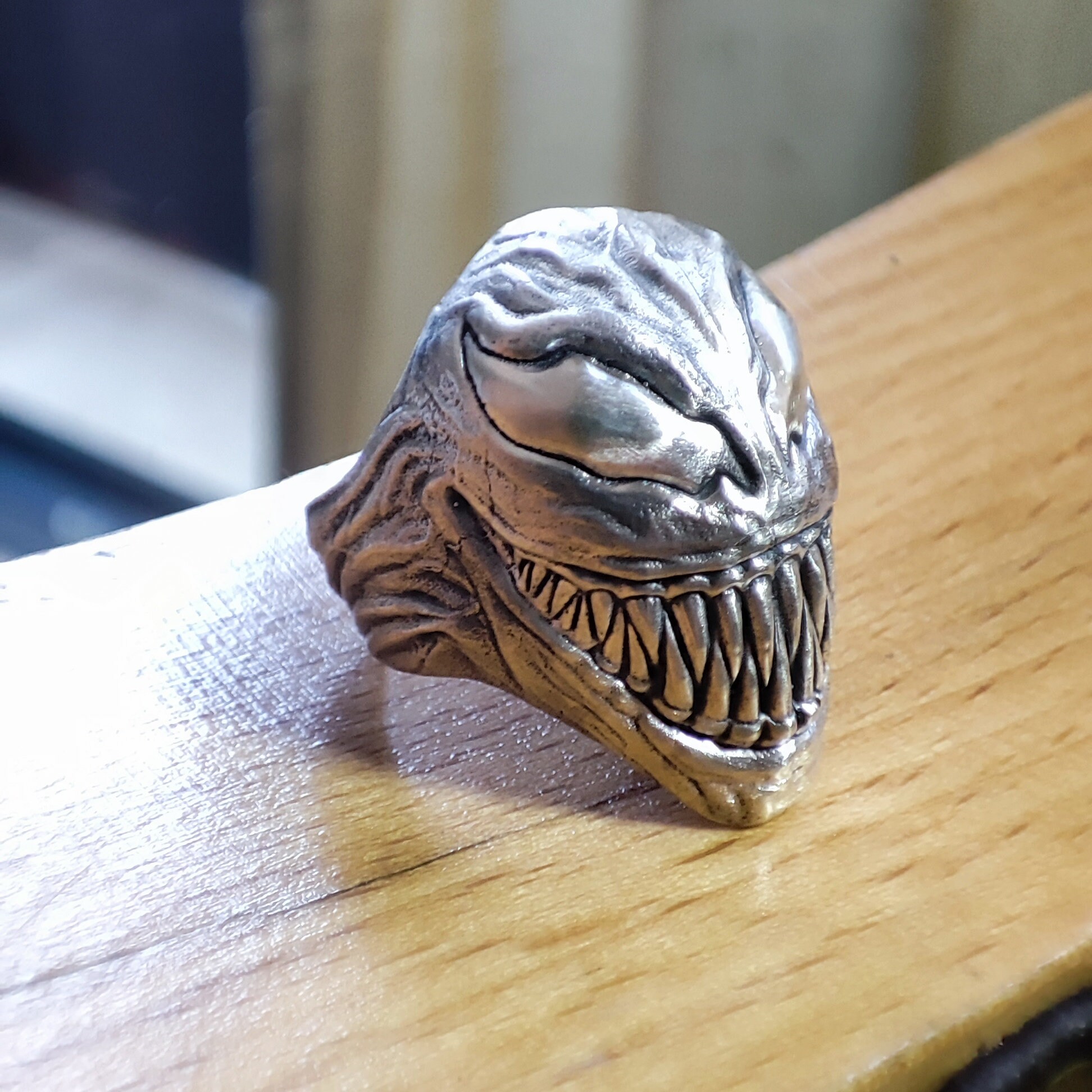 Gothic Jewelry, Venom Ring, Sterling Silver, Spiderman Cosplay
