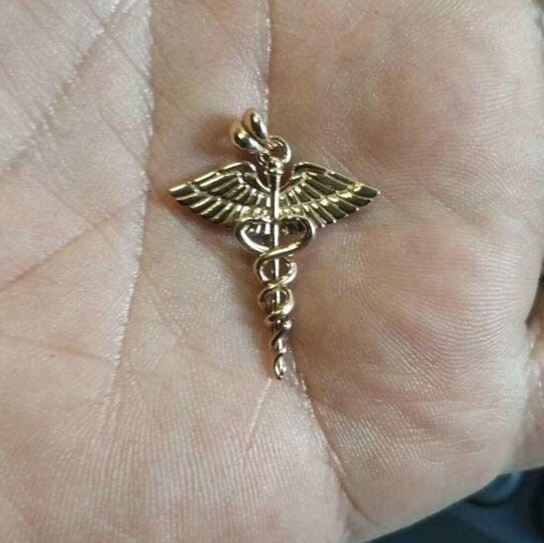 Caduceus Silver Pendant Medical Symbol Pendant Scepter of Etsy Australia