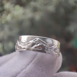 Mountain Silver Ring, Mountain Band Ring, Mountain Wedding Ring, Gift for him, Gift for her, Gift for Nature lovers, %70 off discounted ring