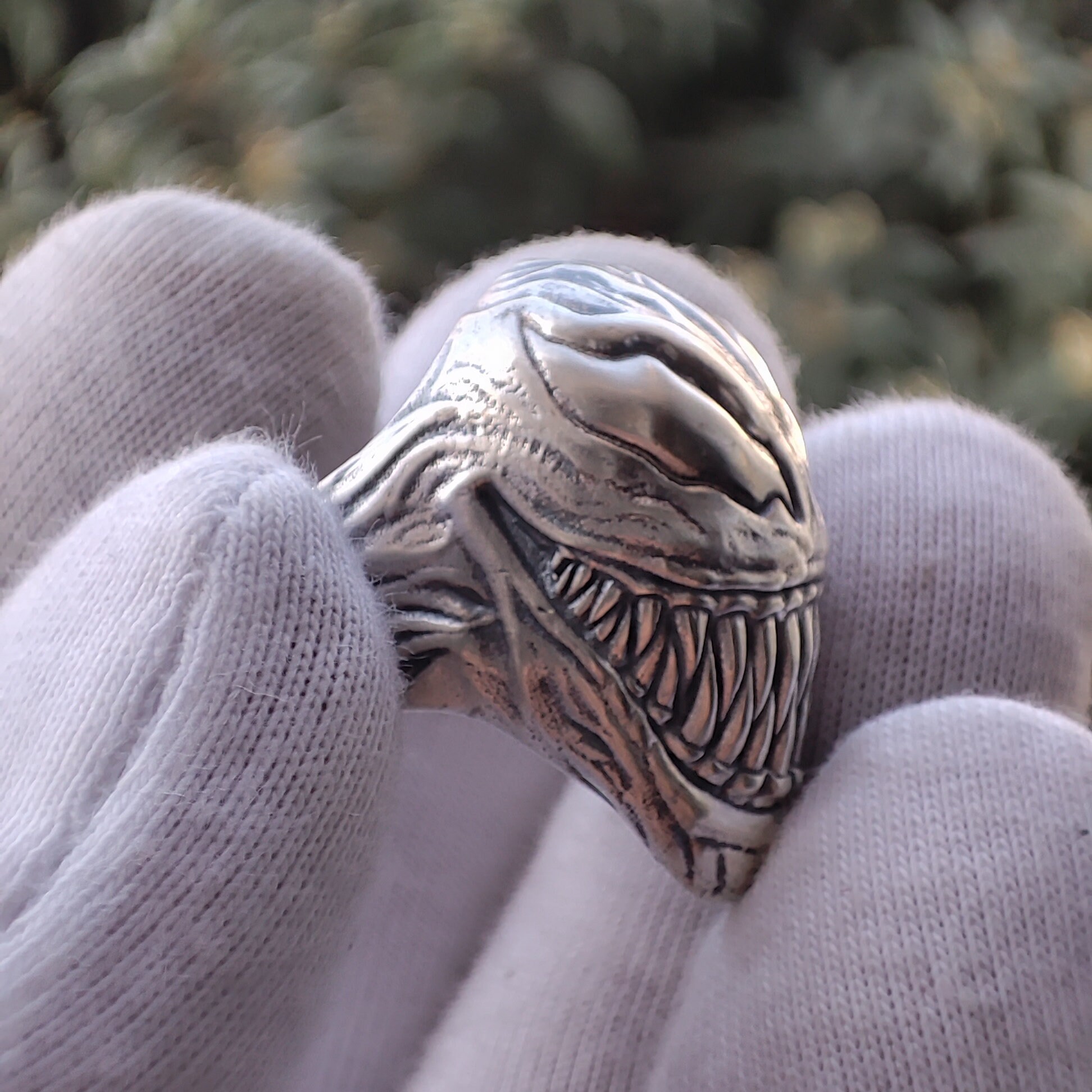 Gothic Jewelry, Venom Ring, Sterling Silver, Spiderman Cosplay