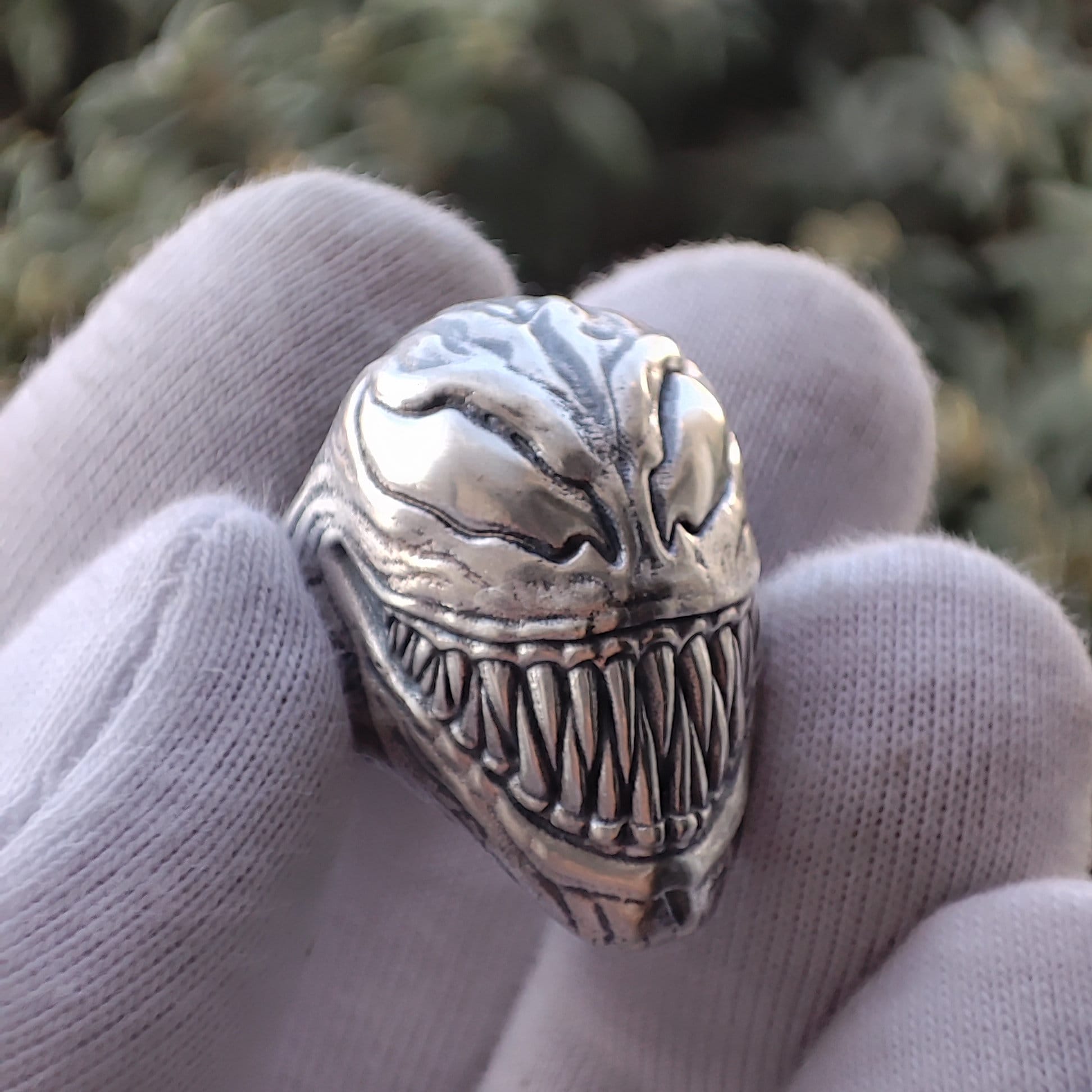 Gothic Jewelry, Venom Ring, Sterling Silver, Spiderman Cosplay 