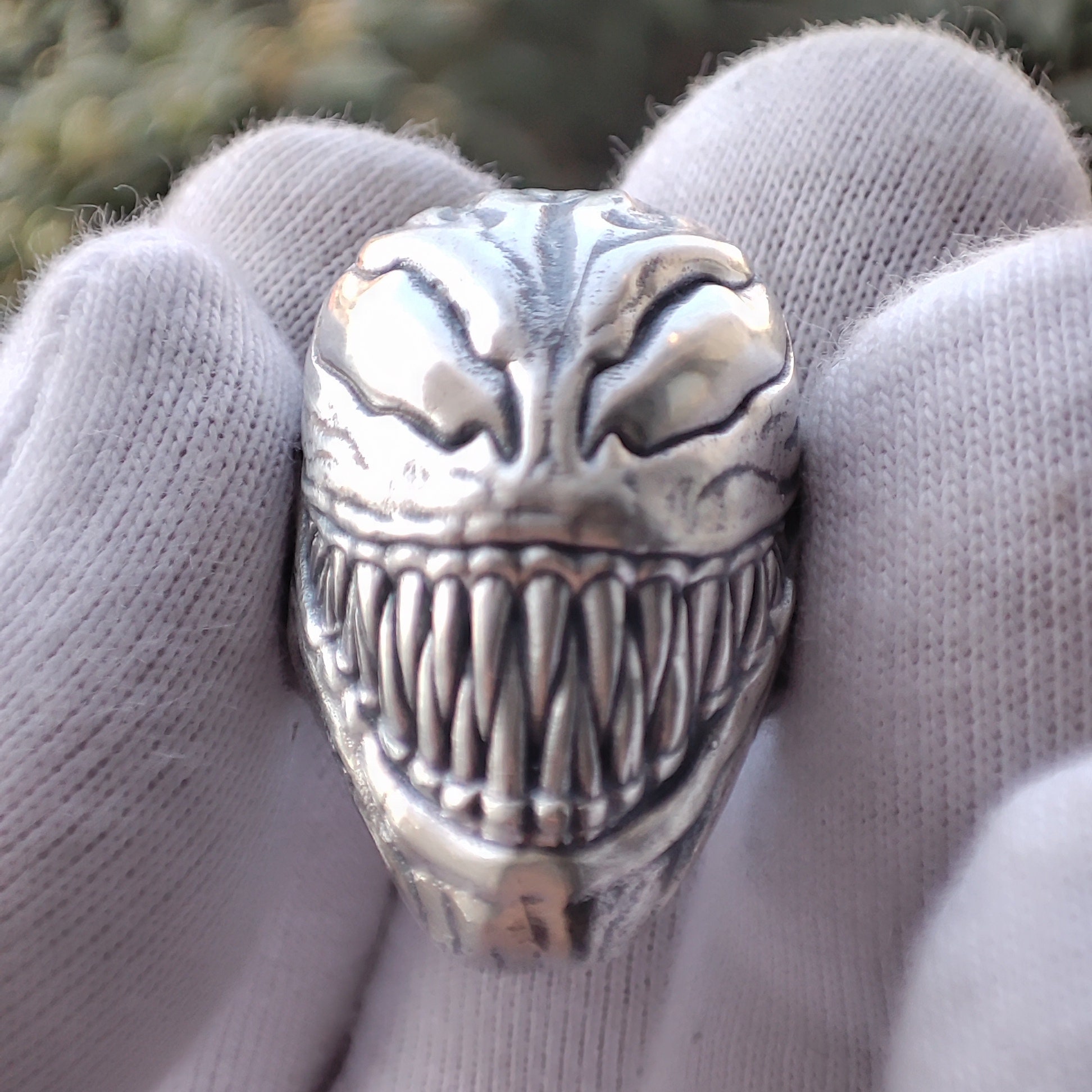 Gothic Jewelry, Venom Ring, Sterling Silver, Spiderman Cosplay