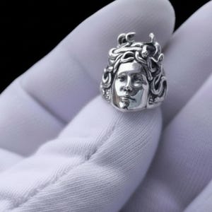Anello Medusa in argento 925, anello Gorgone serpente, mitologia greca
