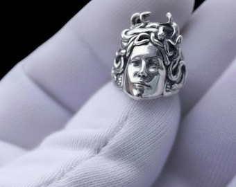 Medusa 925 Silver Ring, Gorgon Snake Ring, Greek Mythology