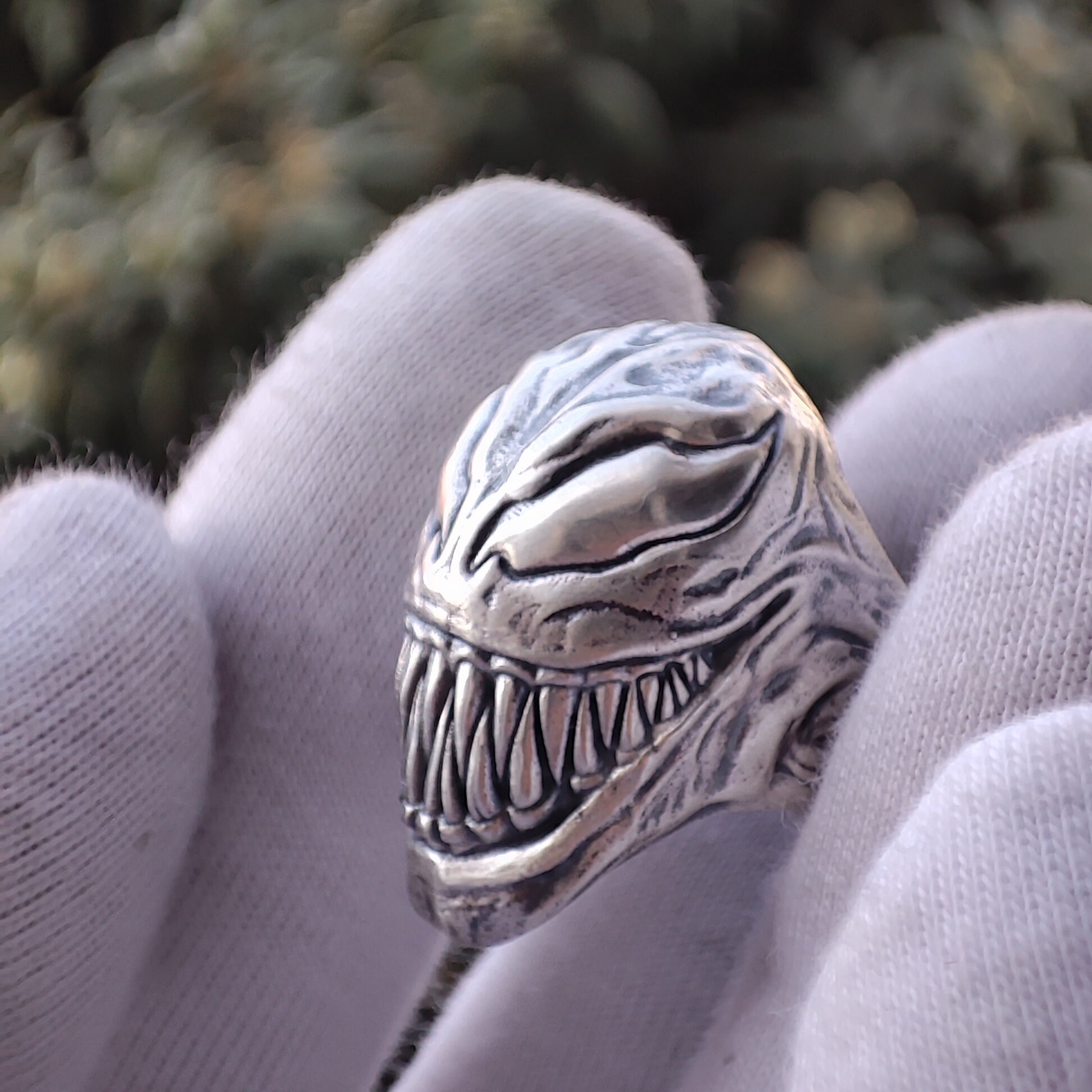 Gothic Jewelry, Venom Ring, Sterling Silver, Spiderman Cosplay