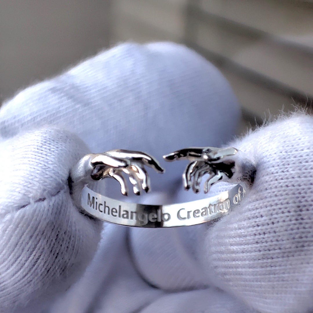 The Creation of Adam Sterling Silver Ring Inspired by