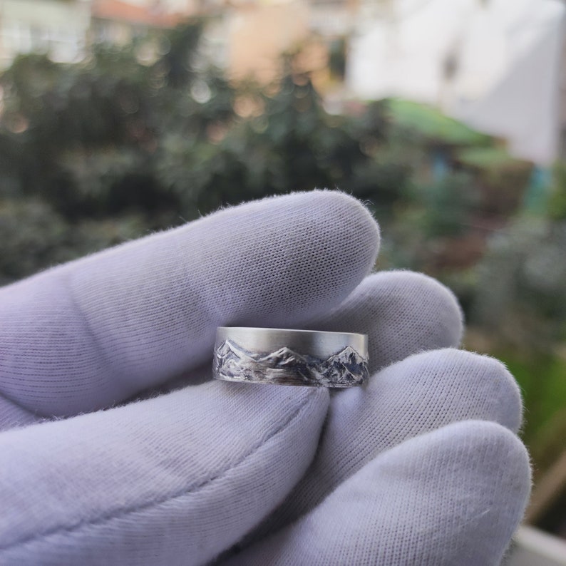 Mountain Silver Ring, Mountain Band Ring, Mountain Wedding Ring, Gift for him, Gift for her, Gift for Nature lovers