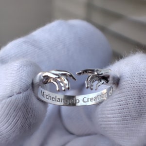 Die Erschaffung Adams Sterlingsilberring, Ring inspiriert von Michelangelos Erschaffung Adams in der Sixtinischen Kapelle, Großer Verkauf auf Schmuckring