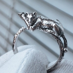 Silver Panther ring, tree branch ring, Adjustable Panther ring, leopard  silver ring, Panther jewelry, gift for her, Daily wearing ring