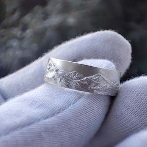 Mountain Silver Ring, Mountain Band Ring, Mountain Wedding Ring, Gift for him, Gift for her, Gift for Nature lovers