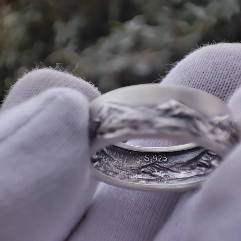 Mountain Silver Ring, Mountain Band Ring, Mountain Wedding Ring, Gift for him, Gift for her, Gift for Nature lovers