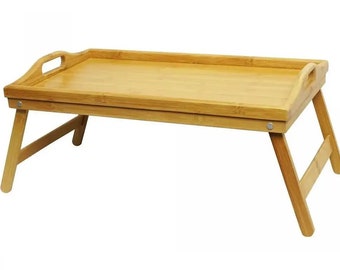 Bamboo Breakfast Table Tray: Foldable Laptop Desk, Handmade