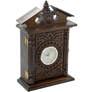Handmade Wooden Key Box with Clock: Wall Mount Key Holder