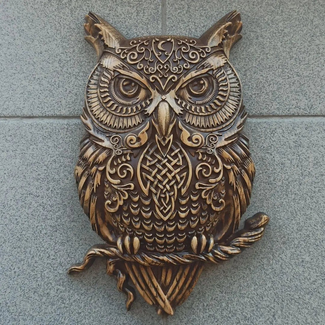 Carved Owl Wall Panel: Wooden Bas-relief Home Decor - Etsy