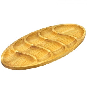 Handmade Wooden Serving Tray: Fruit Tree Wood, 5-Section Platter