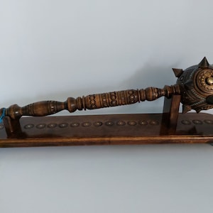 Mace. Bulava. Wooden mace. Ukrainian mace. Mace on a stand. Home decor. Gift. Ukrainian souvenir. Carved handmade mace. Decor. Wood mace