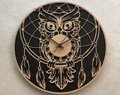 Wooden wall clock Owl Decorative wooden wall clock, clock