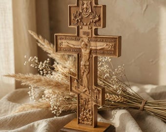 手彫りの木製正教会十字架（スタンド付き）、キリスト教ギフト - Etsy 日本