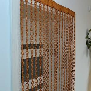 Handmade Wood Bead Curtain: Beaded Doorway Partition (82.7x39.4 inches)