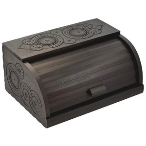 Boîte à pain. Boîte à pain en bois. Boîte à pain en bois. boîte à pain vintage. Boîte à pain moderne. Corbeille à pain fermière. Rangement dans la cuisine. Boîte à pain noire. Cadeau