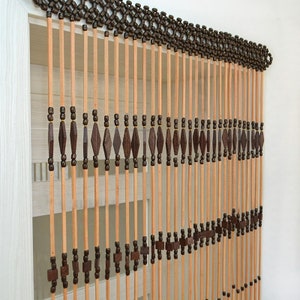 Wood bead curtain. Bead curtain. Wood beaded curtain. Wooden curtain. Wooden curtain beads. Handmade. Beaded doorway. Wooden curtain door