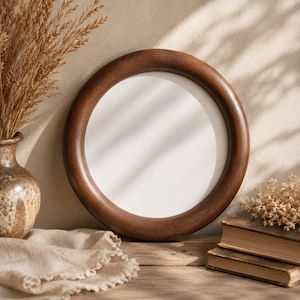Moldura redonda de madeira, moldura minimalista de madeira, moldura redonda rústica para fotos, moldura para ícones, espelhos ou obras de arte, decoração de parede.