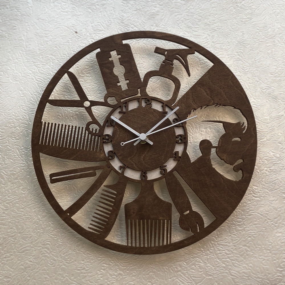 Horloge De Bureau En Bois Avec Pyrographie - Décoration Artisanale Unique