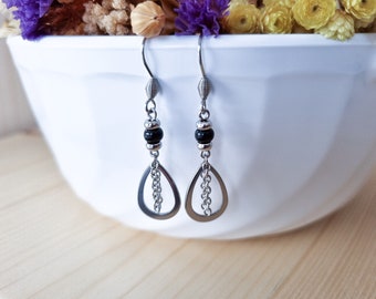 Choice of colors - Stainless steel earrings with glass beads