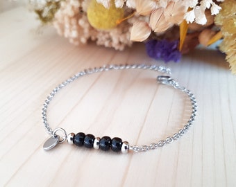 Choice of colors - Adjustable stainless steel bracelet with glass beads