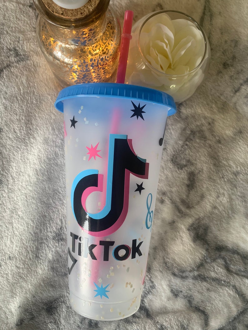 A Tiktok Inspired Cold Cup With a Confetti Style Cup Perfect Etsy