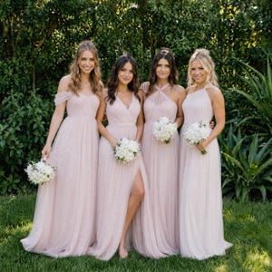 Chiffon tulle bridesmaid dress, multi-style dress, multi-purpose dress, long evening dress, multi-style plus size dress,Anniversaries outfit