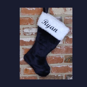Deep Navy Blue Christmas Stocking. Plush/Furry Holiday Decorations - Mix with White or a Colored cuff. Endless options!! Approx. 19" Diag