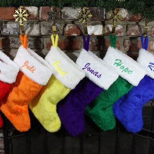 Personalized YOUR COLOR Choice Embroidered Plush Christmas Stocking Embroidered 19" All USA made-even the fabric. Pick a font & thread color