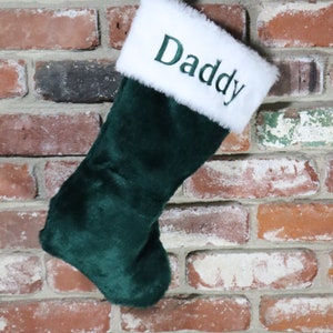 New Rich Forest Green/Basil Leaf/Deep Sage 100% MADE IN USA & Custom Embroidered Name/Personalized Christmas Plush Stock Approx. 19&quot; Diag