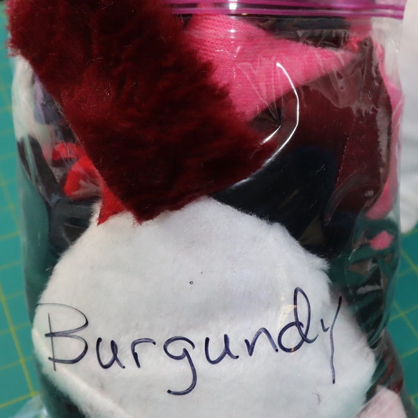 Your CHOICE of primary COLOR Faux Fur Bag of Scrap. HUGE 11 oz bag of mixed colors of drop/cuttings/remnants. Approx 1/2" fur length/pile.