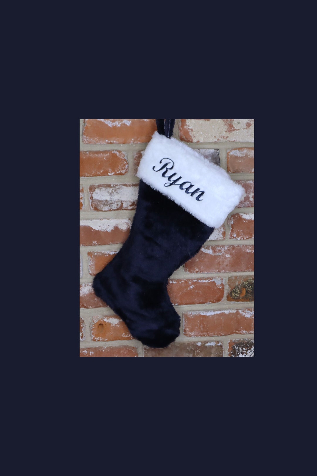 Deep Navy Blue Christmas Stocking. Plush/fuzzy OR Smooth/sleek Etsy