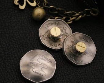 Conchos Screw Back Eire Coin Conchos Flying Bird Pattern Leathercraft Ornament Conchos Embellishment Buttons(31MM)
