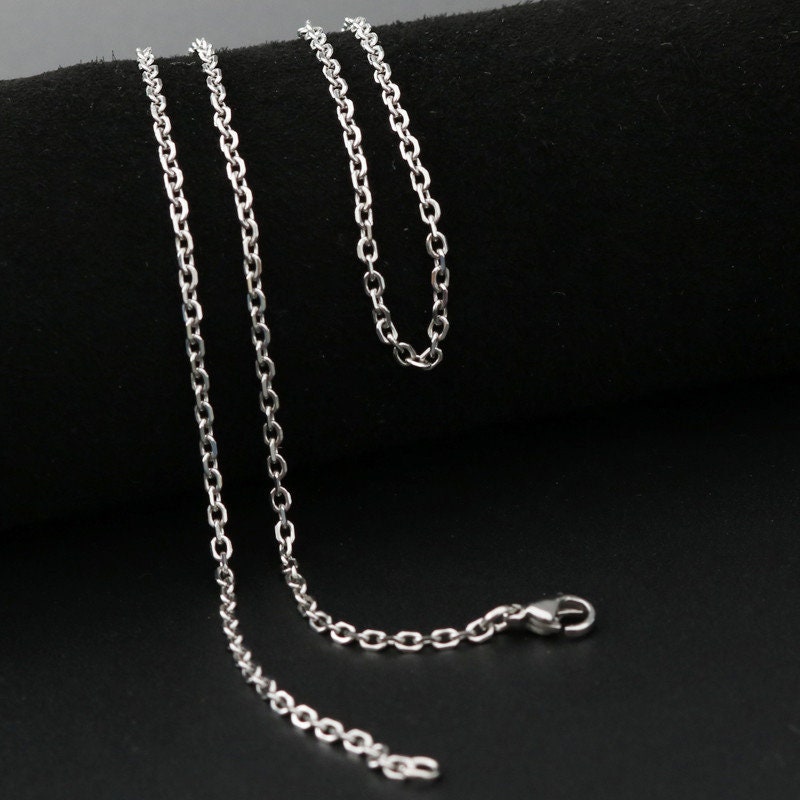 Jewelry Titanium Stainless Steel Chain Silver Necklace Mens Etsy