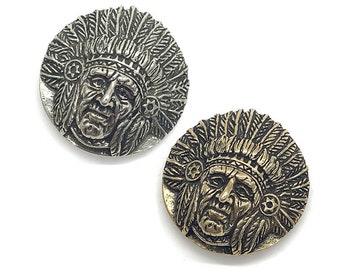 Brass Conchos Screw Back Vintage Indian Chief Head Buttons for Leathercraft Decorations Accessories