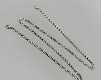 Titanium Stainless Steel Chain Silver Necklace Mens Womens Punk Chain Necklaces 3mm Unisex