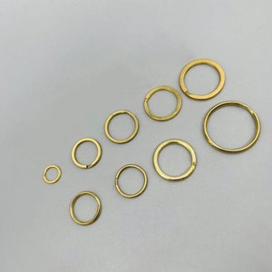 Brass Split Rings Flat Key Rings Key Chain Metal Split Ring for Home Car Keys Organization Arts & Crafts Lanyards