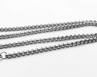 Titanium Stainless Steel Chain Silver Necklace Mens Womens Punk Chain Necklaces 4 Sizes