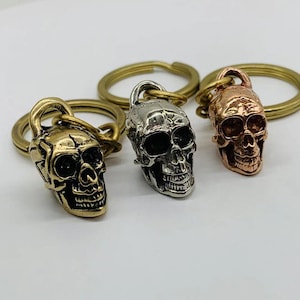 Brass Skull Pendant Punk Handmade Vintage Skull Motorcycle Keychain Pendant Keychain Accessories