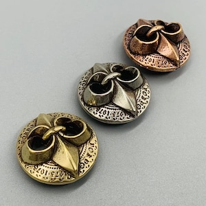 Brass Conchos Screw Back Fleur De Lis Pattern Round Shape Decorative Buckle Leather Crafting Decoration Accessory