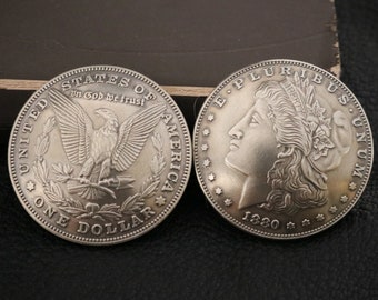 Latón Conchos Tornillo Espalda Morgan Dólar Concho Águila Moneda Concho Morgan Dólar plata Cuero Adornos artesanales