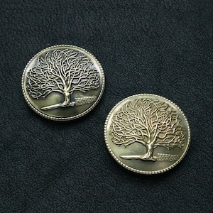 Brass Conchos Screw Back Vintage Tree of Life Coin Conchos Decorative Concho Wallet Buttons Leather Craft for Man Woman (32MM)