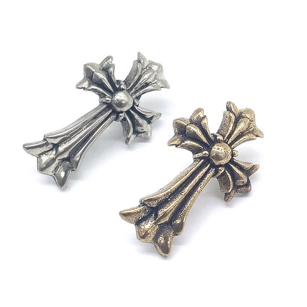 Brass Rivets Knights Templar Shape Studs Leather Craft Decorations Studs for Leather Bags Hats Belts