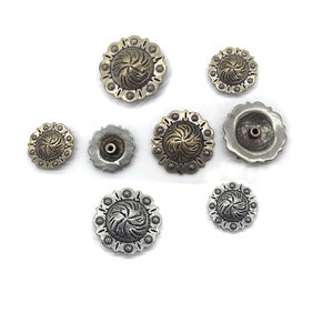 Brass Conchos Screw Back Vintage Berry Concho Cowboy Screw Buttons per il montaggio sulla cintura Sella Coperta Cappelli Portafoglio Crafts