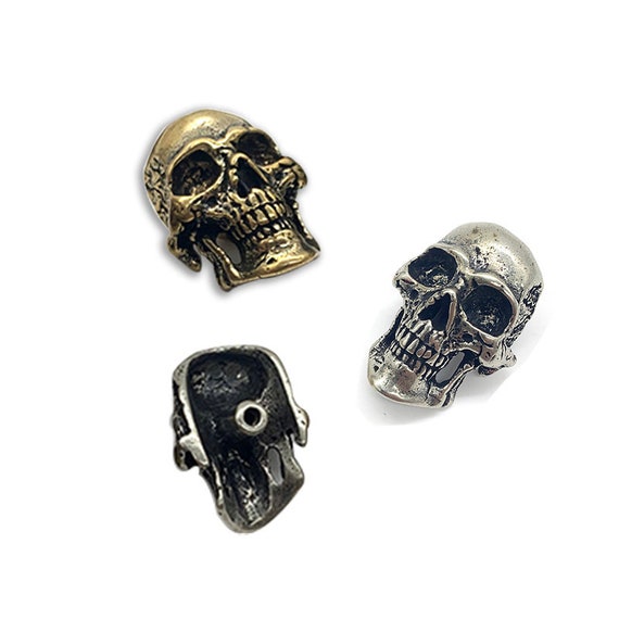 Brass Conchos Screw Back Leather Crafting Concho for Leather Skull Punk  Biker Wallet Chain Connector 2 Pieces (Gold+Silver Skull)
