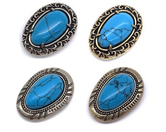 Brass Conchos Screw Back Oval Vintage Turquoise Navajo Flower Conchos Embellishment Buttons Leather Decoration Accessories